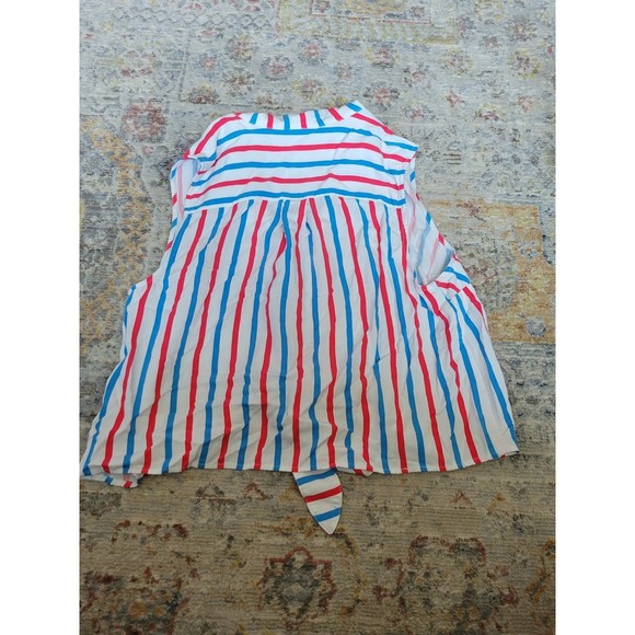 Modern Modcloth Barbie Blue Pink White Stripe Front Tie tank top - Picture 9 of 12